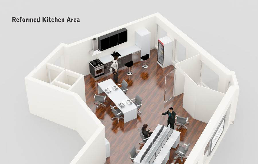interiores distribucion de mobiliario oficina